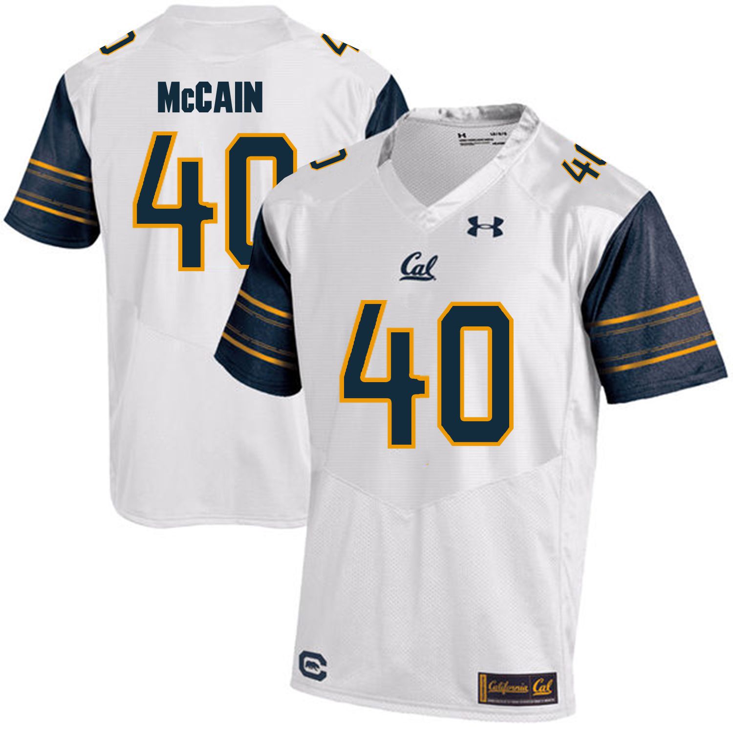 Men California Golden Bears 40 Chris McCain White Customized NCAA Jerseys1